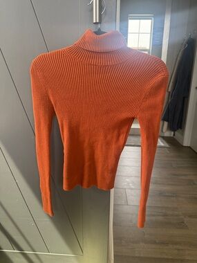 Women’s Ribbed Turtleneck Sweater - Burnt Orange